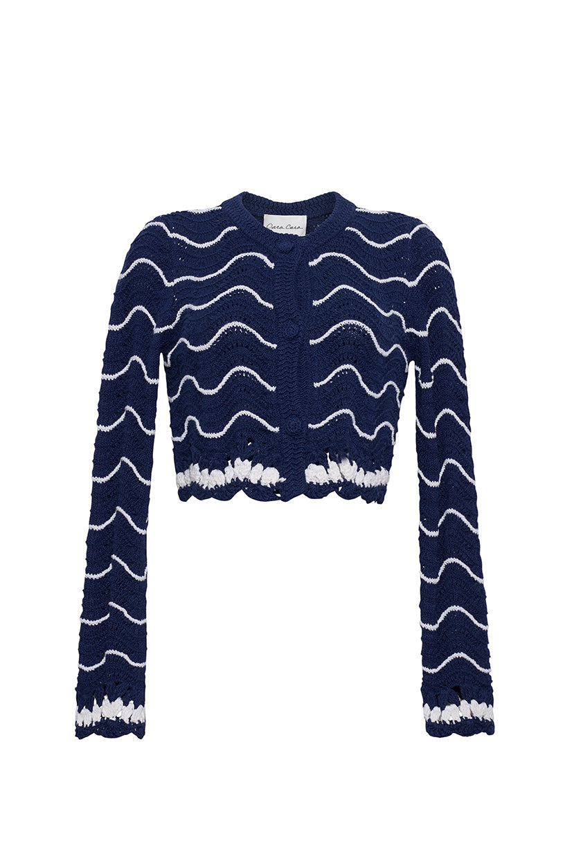 Louise Cardigan in Navy Ivory Knits