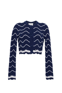 Louise Cardigan in Navy Ivory Knits