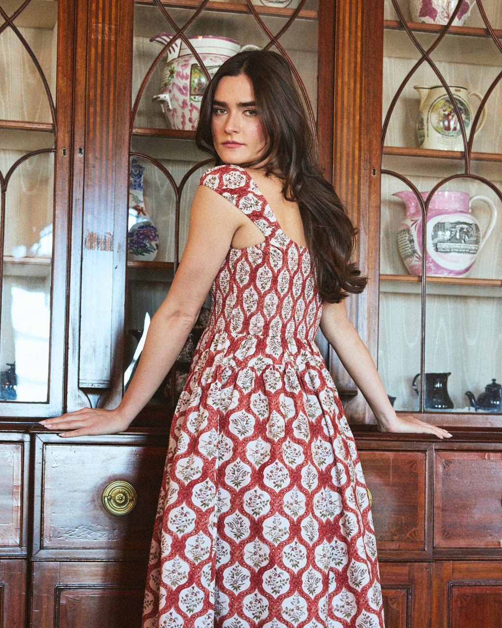 Lettie Dress in Saffron Trellis