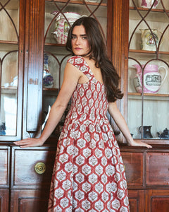 Lettie Dress in Saffron Trellis