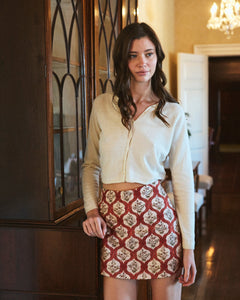 Alice Mini Skirt in Saffron Trellis
