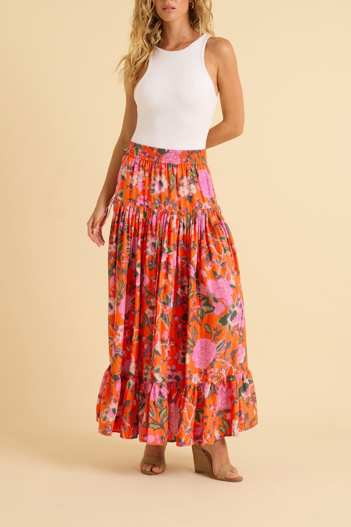 Lourdes Skirt in Pink Floral