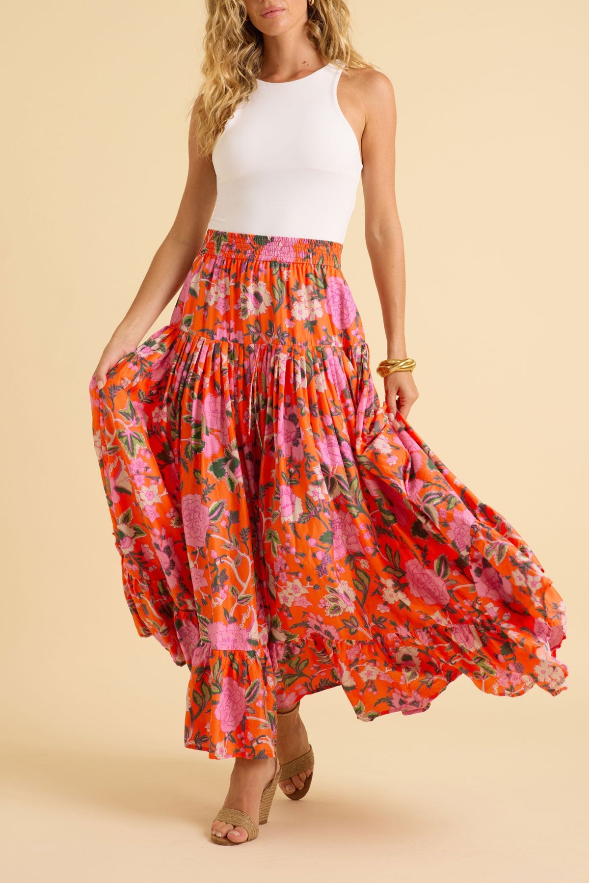 Lourdes Skirt in Pink Floral