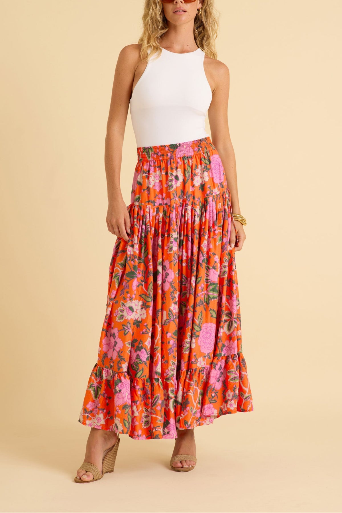 Lourdes Skirt in Pink Floral