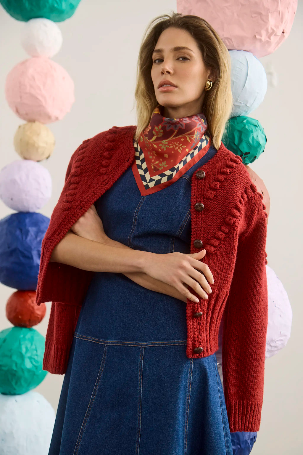 Bobble Sweater in Maroon