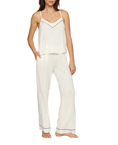 Gisele V-Neck Cami and Pant Set in Ivory/Navy