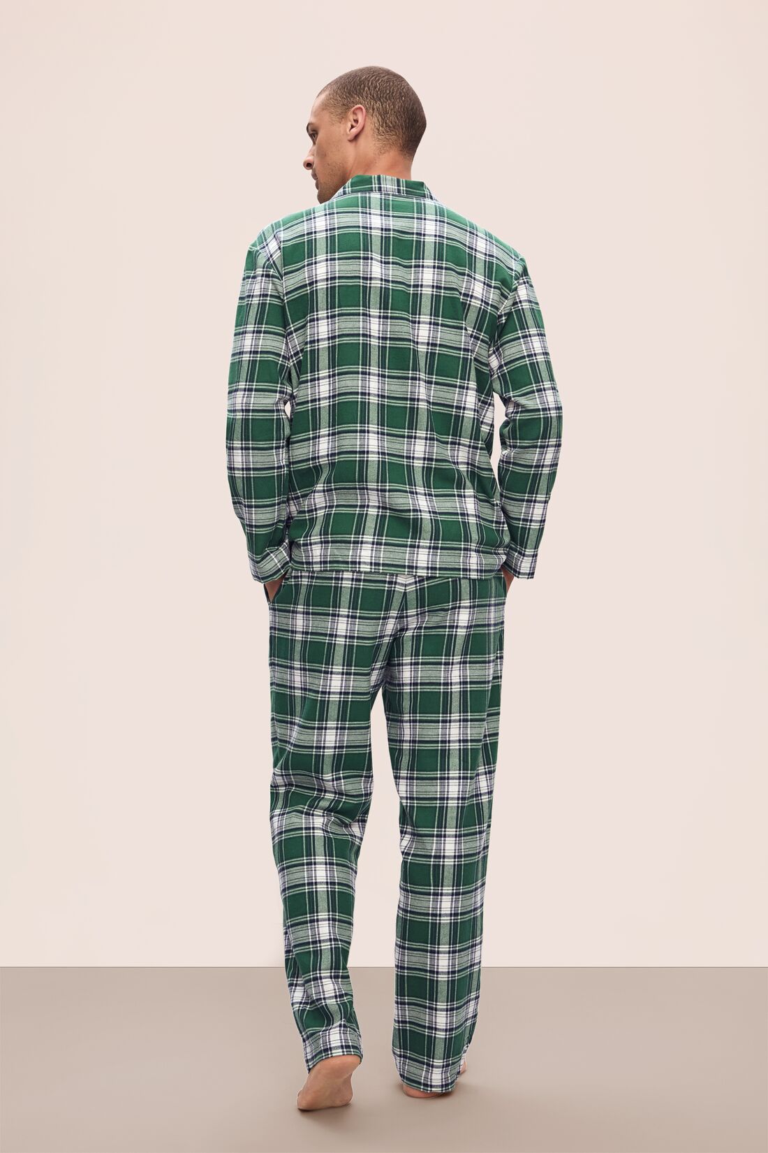 Flannel Men’s Long Pj Set In Tartan Plaid Forest Green