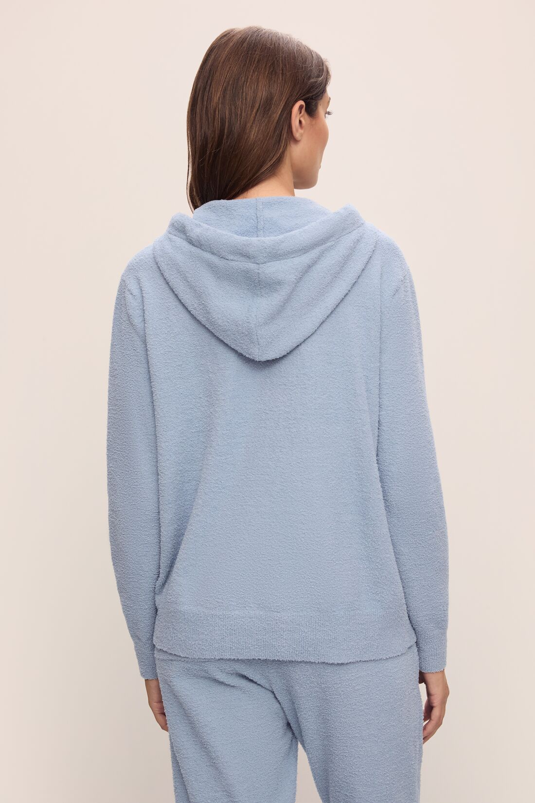 Recycled Boucle Hoodie In Wedgewood Blue