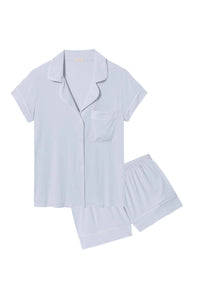 Gisele Shortie Pj Set in Ice Blue/Ivory