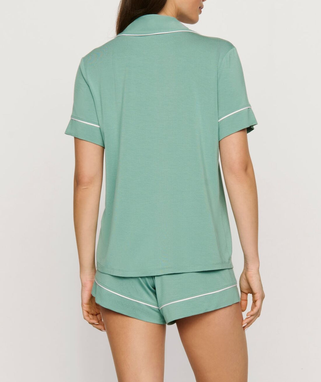 Gisele Relaxed Short Pajama Set in Seagrass/White