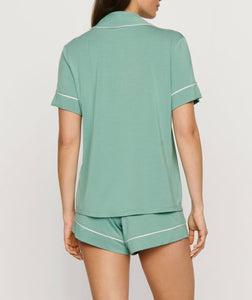 Gisele Relaxed Short Pajama Set in Seagrass/White