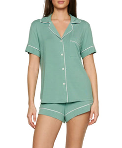 Gisele Relaxed Short Pajama Set in Seagrass/White
