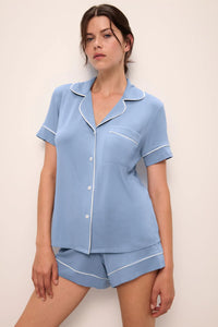 Gisele The Relaxed Short Pj Set In Coastal Blue/Ice Blue