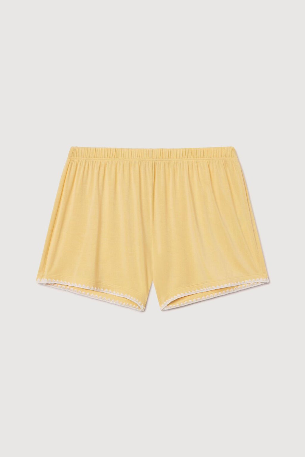 Frida Pajama Short-Sleeve and Short Set in Sunbeam/Ivory