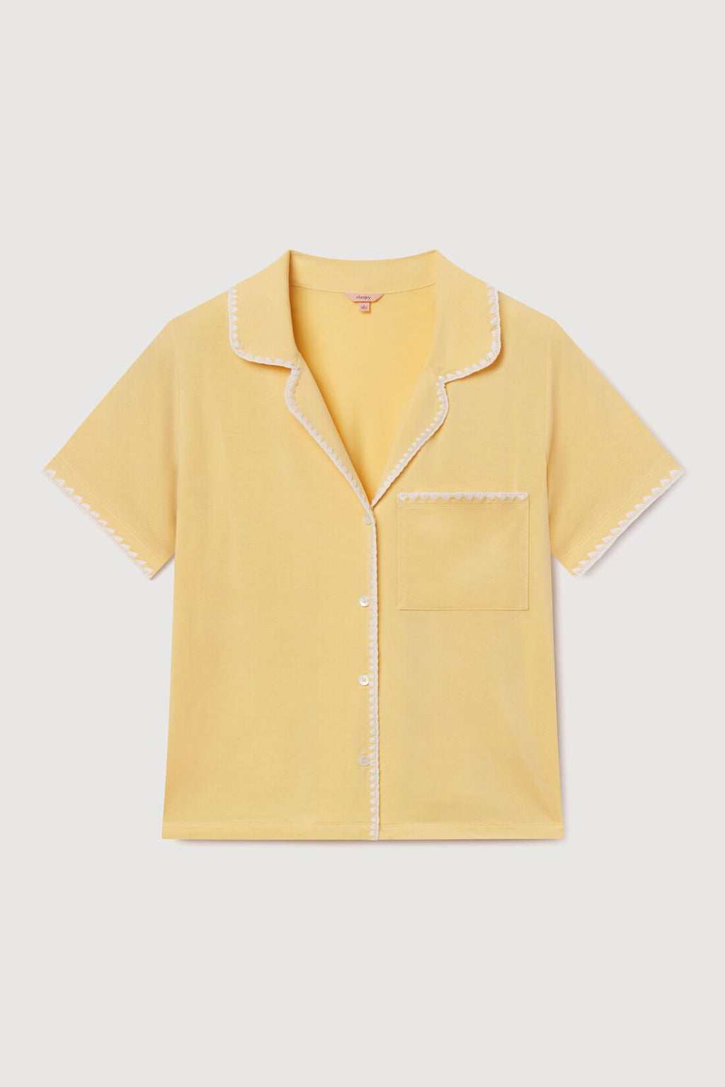 Frida Pajama Short-Sleeve and Short Set in Sunbeam/Ivory