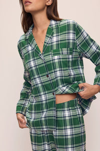 Flannel Long Pj Set In Tartan Plaid Forest Green