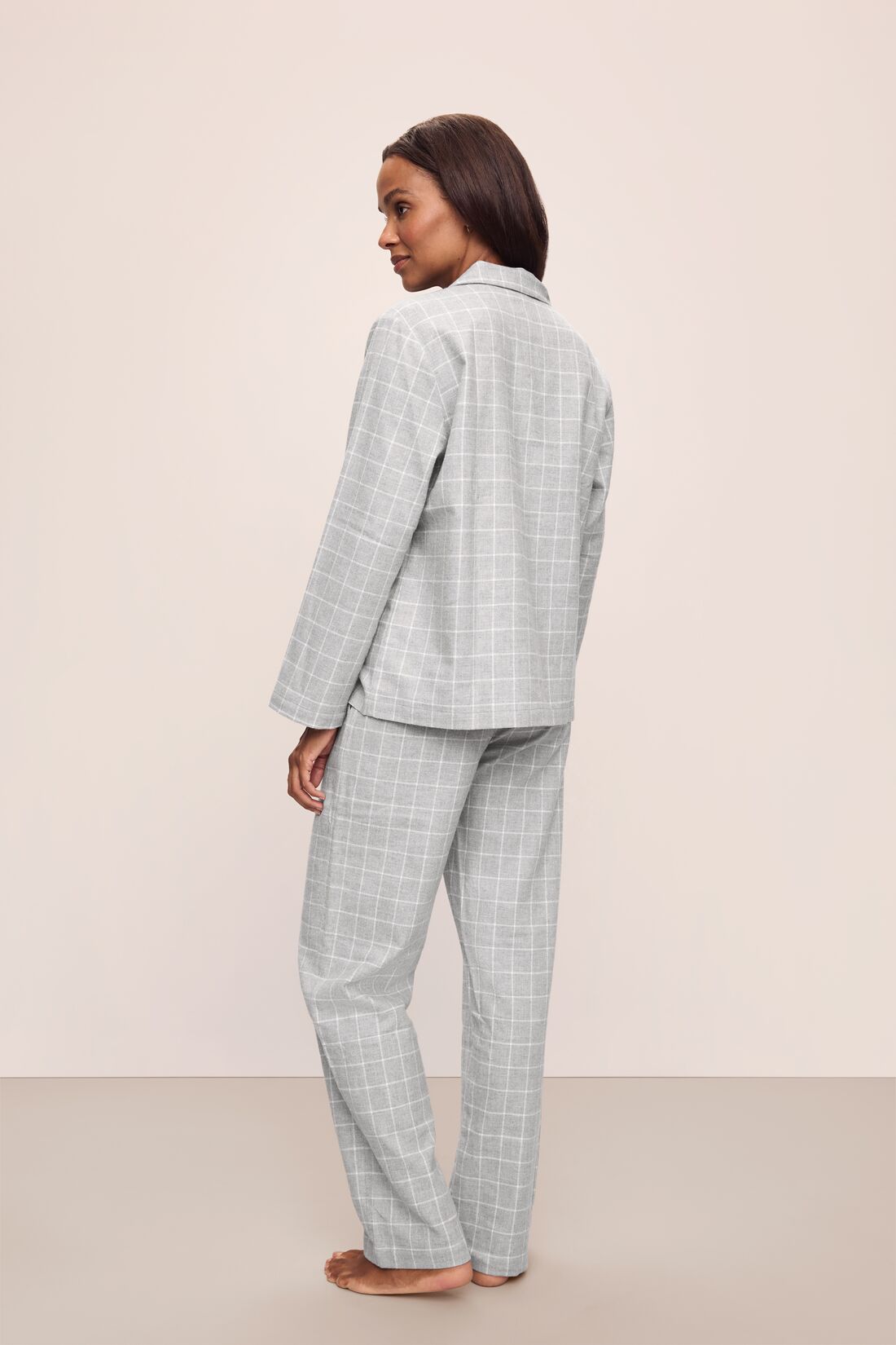 Flannel Long Pj Set In Wintercheck Heather Grey