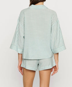 Nautico Relaxed Short Pajama Set in Regatta Stripe Seagrass/White