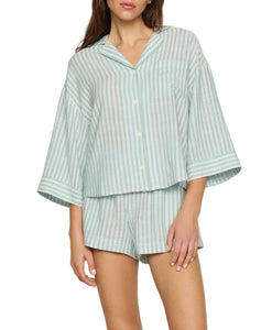 Nautico Relaxed Short Pajama Set in Regatta Stripe Seagrass/White