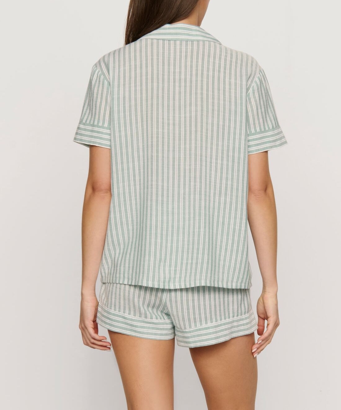 Nautico Shortie Pajama Set in Regatta Stripe Seagrass/White