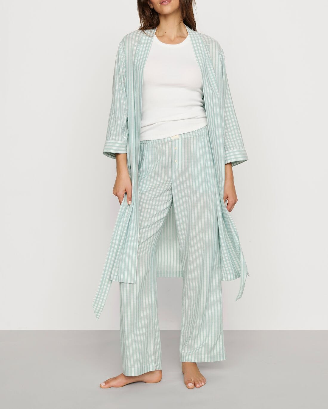 Nautico Robe in Regatta Stripe Seagrass/White