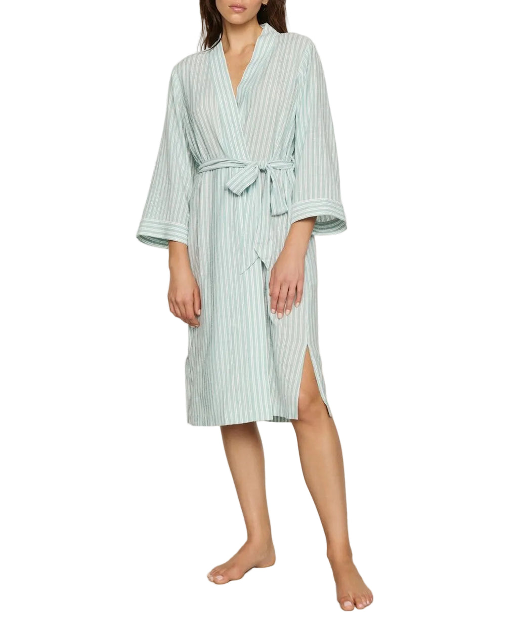 Nautico Robe in Regatta Stripe Seagrass/White