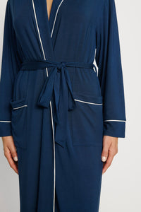 Gisele Long Robe in Navy/Ivory