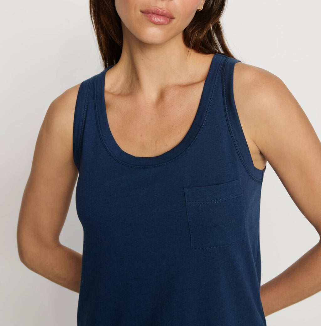 Aloe Cotton Tank in Navy