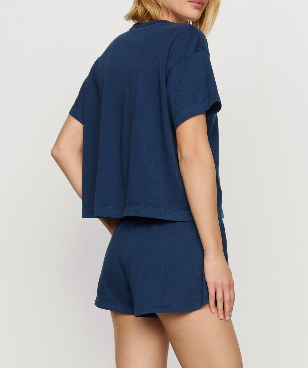 Aloe Cotton Short-Sleeve Tee in Navy