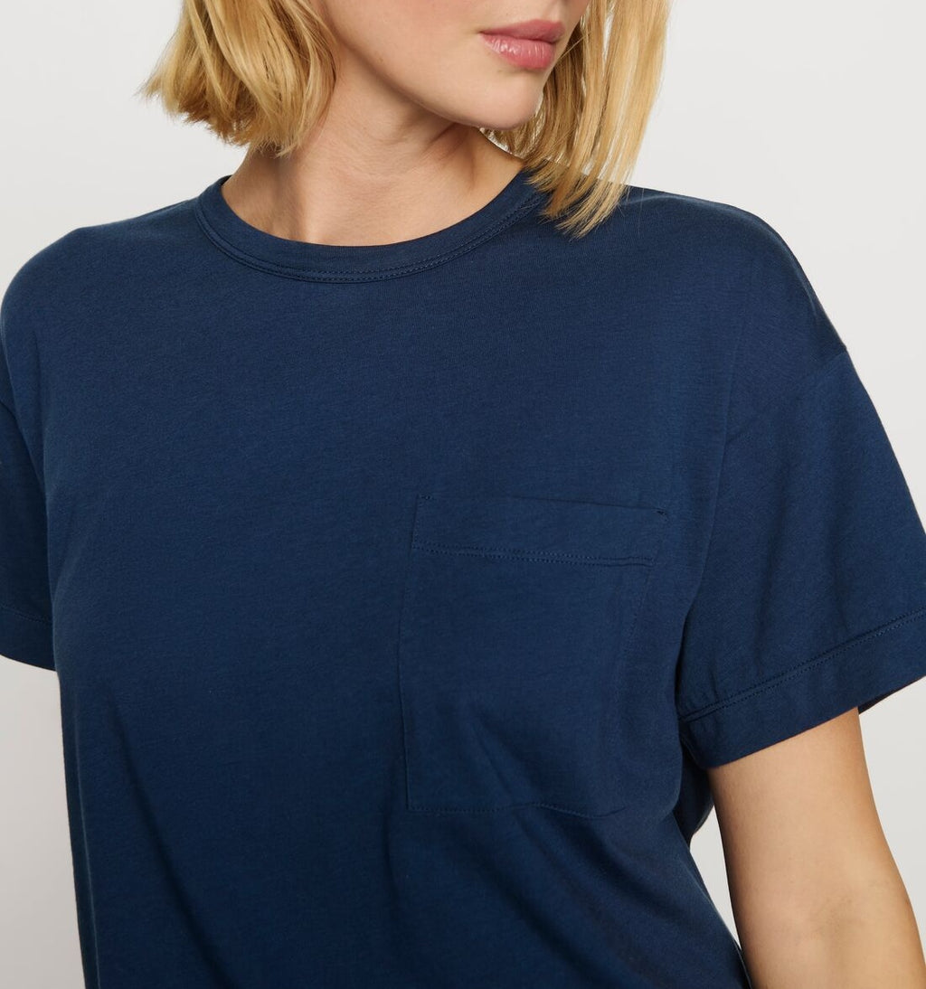Aloe Cotton Short-Sleeve Tee in Navy