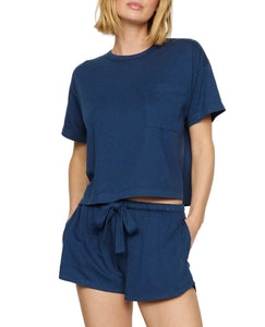 Aloe Cotton Short in Navy