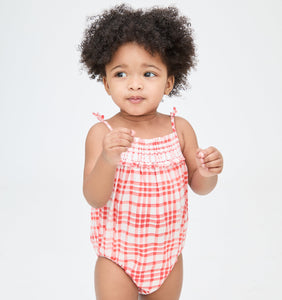 The Baby Kendall Bubble in Cherry Watercolor Gingham