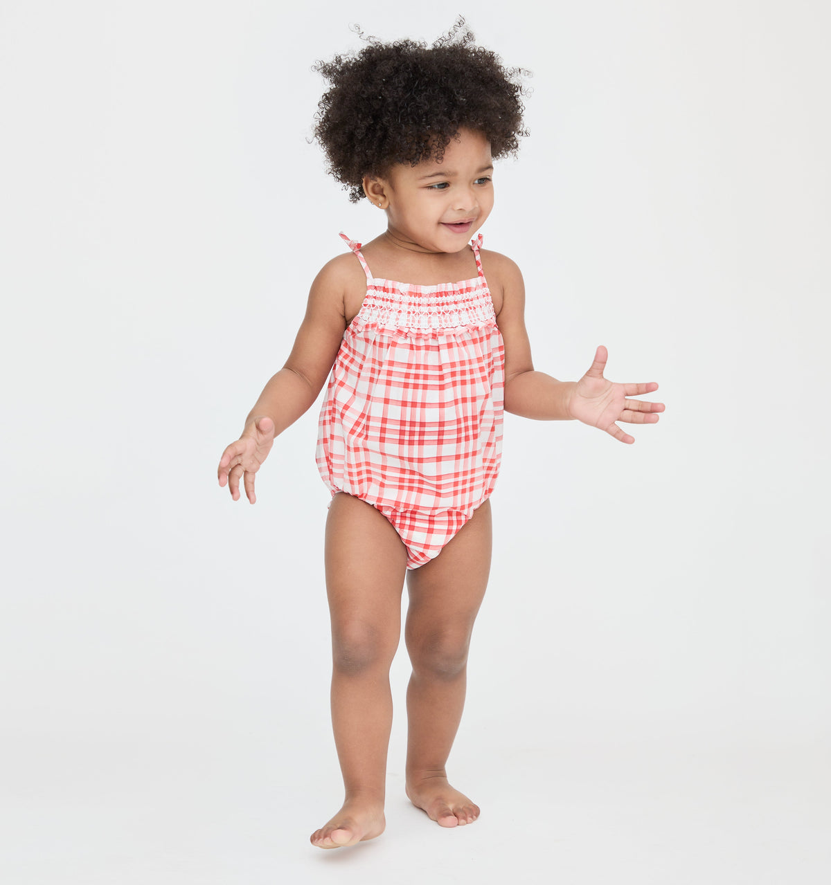 The Baby Kendall Bubble in Cherry Watercolor Gingham
