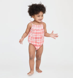 The Baby Kendall Bubble in Cherry Watercolor Gingham