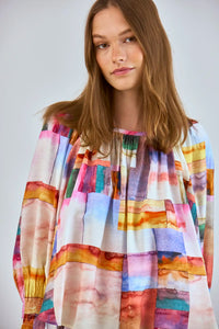 Lucia Blouse in Watercolor Mosaic