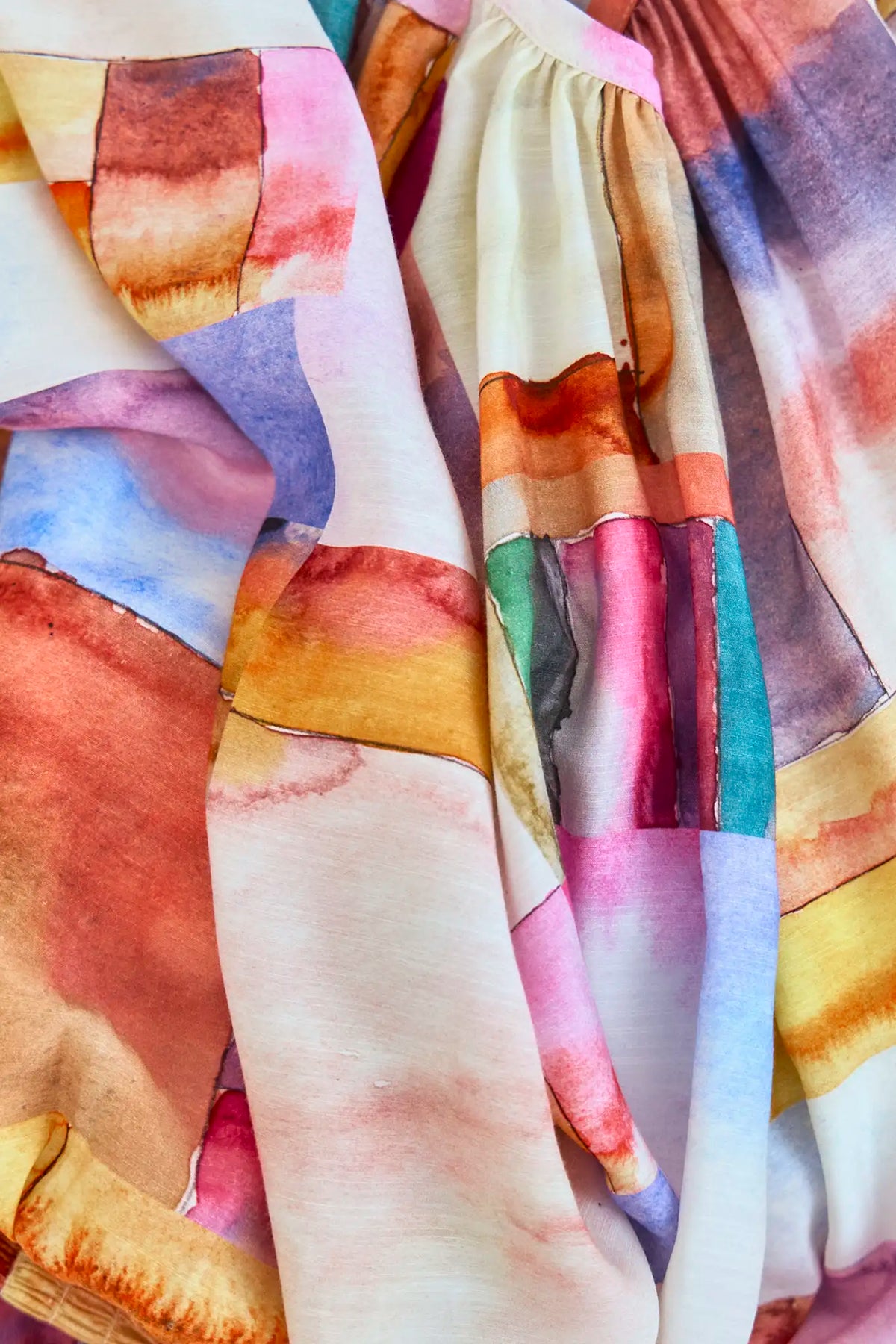 Lucia Blouse in Watercolor Mosaic