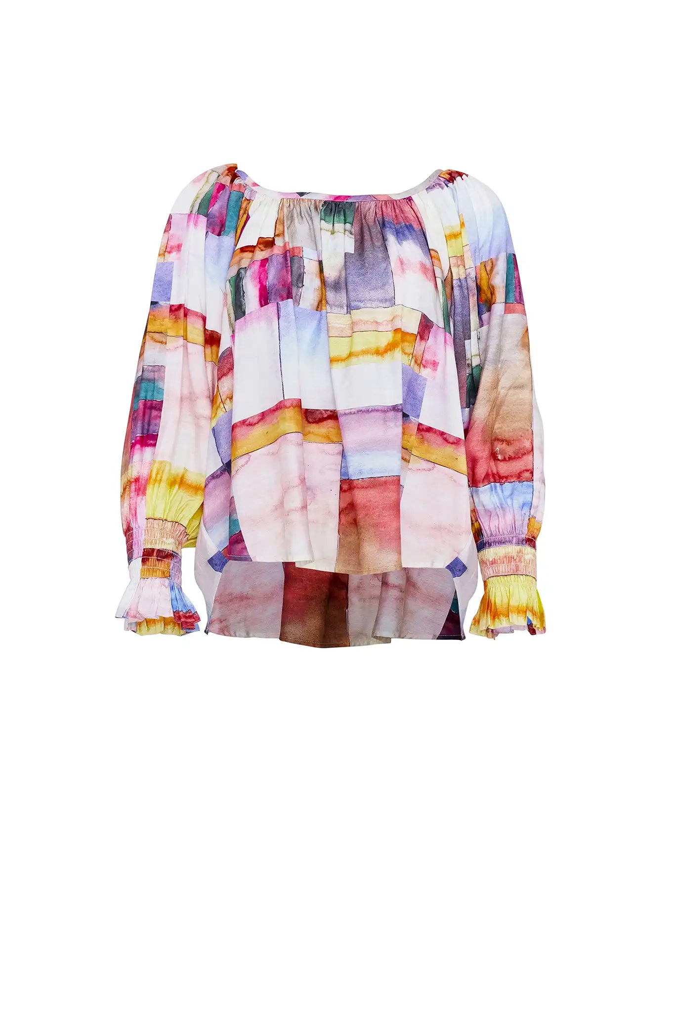 Lucia Blouse in Watercolor Mosaic