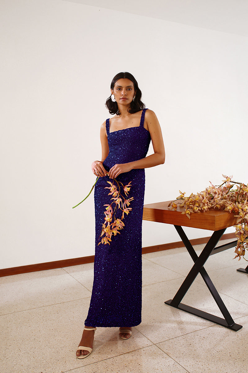 Luciernaga Dress in Navy