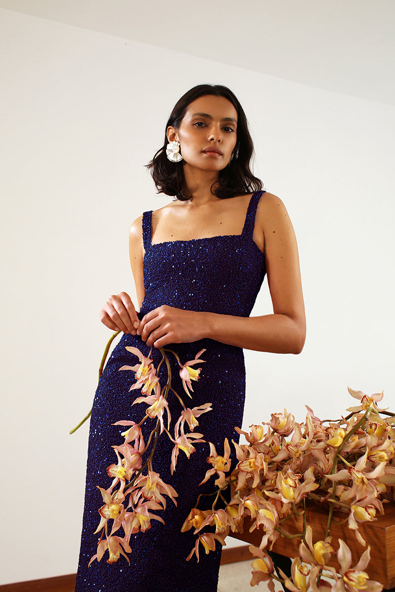Luciernaga Dress in Navy