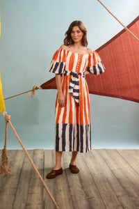 The Lucy Dress in Lighthouse Stripe Red.