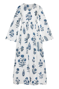 Lugano Maxi Dress in Indigo Botanical