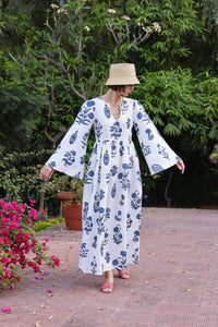 Lugano Maxi Dress in Indigo Botanical