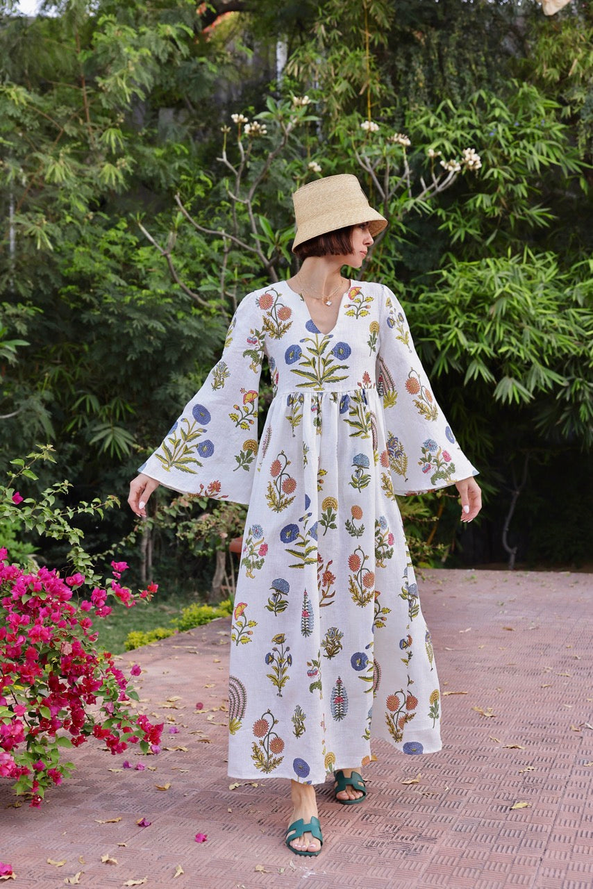 botanical maxi dress Navy Botanical Border Print Strapless Maxi Dress
