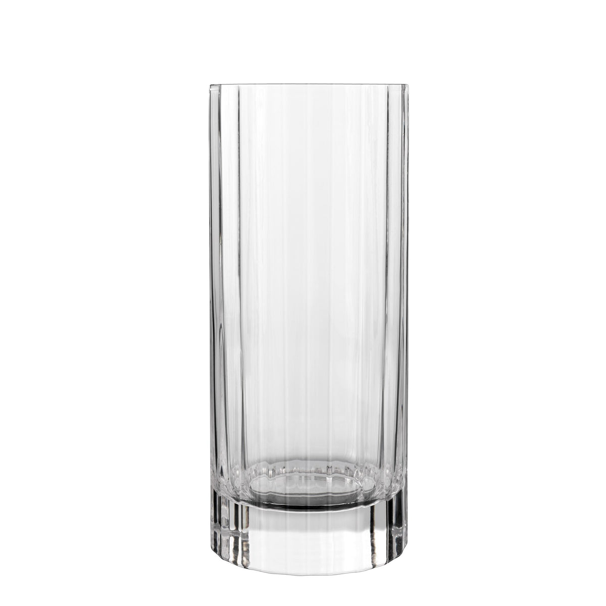 Front view of Luigi Bormioli Bach Beverage tumbler showcasing elegant faceted design with white background