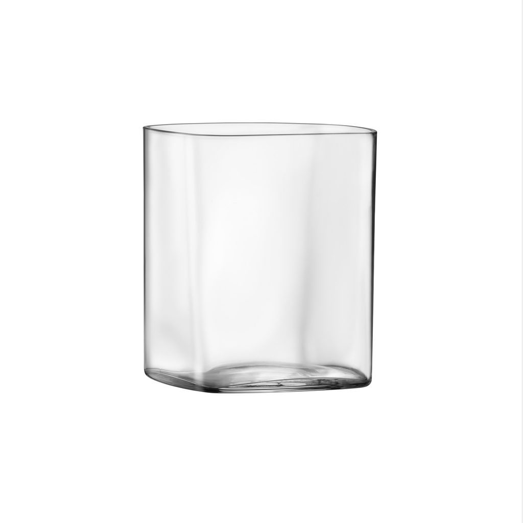Front view of Luigi Bormioli Top Class Square Water showcasing its clear square shape with a white background