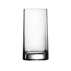 Front view of Luigi Bormioli Veronese Beverage tumbler showcasing its clear glass and thick base on a white background