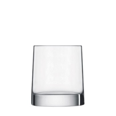 Front view of Luigi Bormioli Veronese DOF tumbler showcasing clear blown crystal glass and thick base with white background