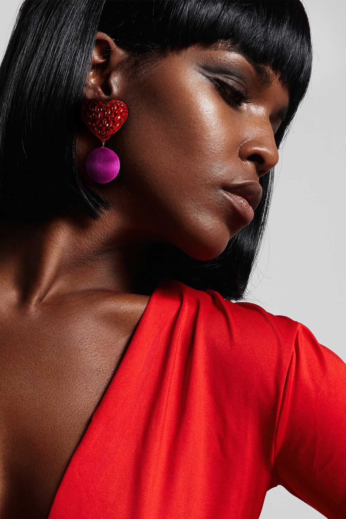 Luisa Earrings in Mulberry Red