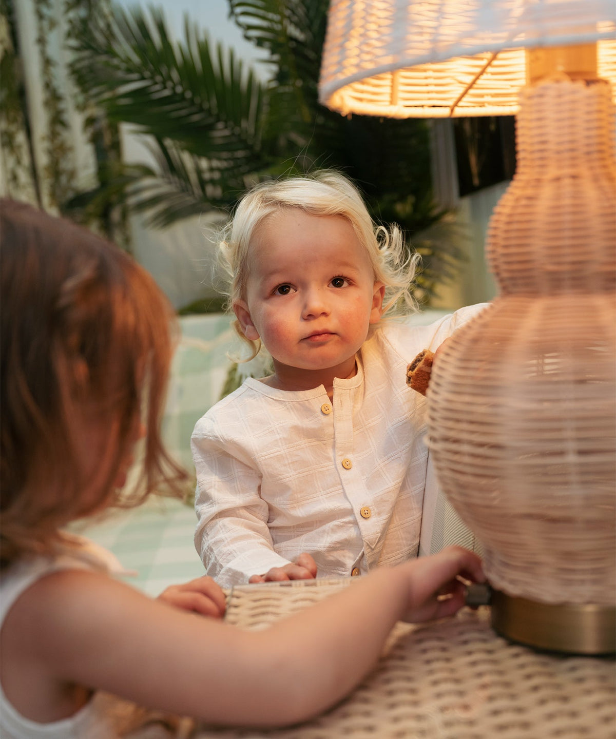 Lupo Baby Shirt, Cream Windowpane