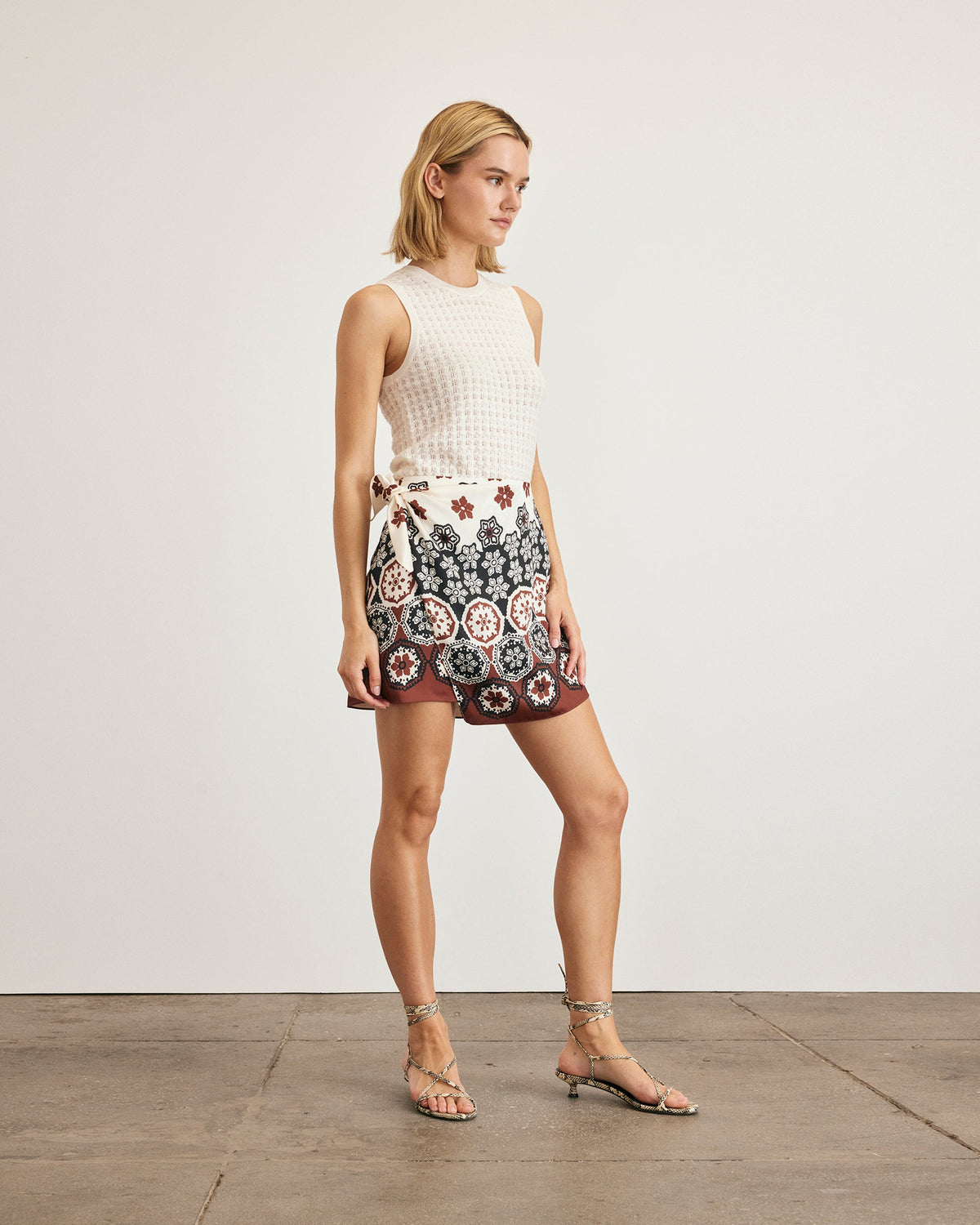 Lydia Skirt in Cream & Deep Clay